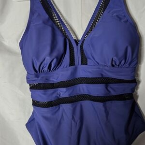 Cupshe Purple and Black Mesh One Piece Swimsuit